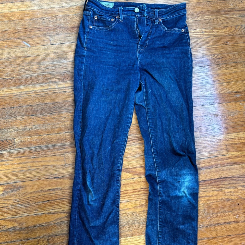 Gap dark wash straight leg, high waist jeans. Tall inseam